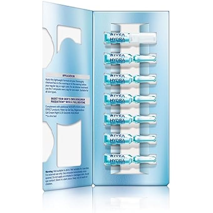 Nivea HYDRA SKIN EFFECT 7 DAY AMPOULES TREATMENT (7 X 1 ML), HIGHLY CONCENTRATED FACE CARE TREATMENT FOR VISIBLY PLUMPED SKIN, FACIAL TREATMENT WITH PURE HYALURONIC [HA] - Image 3